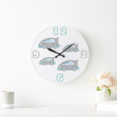 かわいいレースカーブルースケッチボーイズ子供部屋ウォールクロック ラージ壁時計 (ホーム)