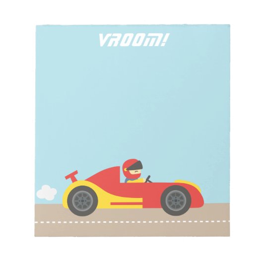 かわいいレースカーボーイレース ノートパッド (正面)