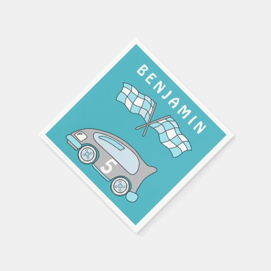 かわいいレースカー年齢名KIdの誕生日パーティー スタンダードカクテルナプキン (角)