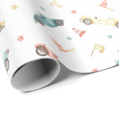 かわいいレースカー ラッピングペーパー (ロールコーナー)