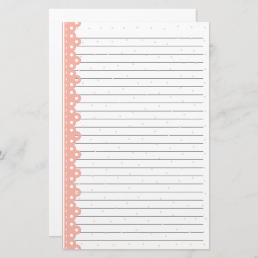 かわいいレース縁どバレンタインデーが並ぶ 便箋 (正面/裏面)