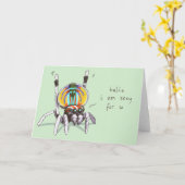 かわいいロおもしろいマンチックなクジャクスパイダーグリーティングカード カード (黄色い花)