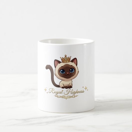  かわいいロイヤルシャム猫 コーヒーマグカップ (中央)