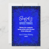 かわいいロイヤルブルーのグリッター雪の結晶のクリスマス シーズンカード (正面)
