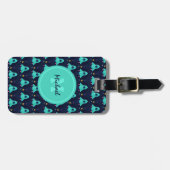 かわいいロケットスター宇宙船キッズボーイモノグラム名 ラゲッジタグ (正面横)