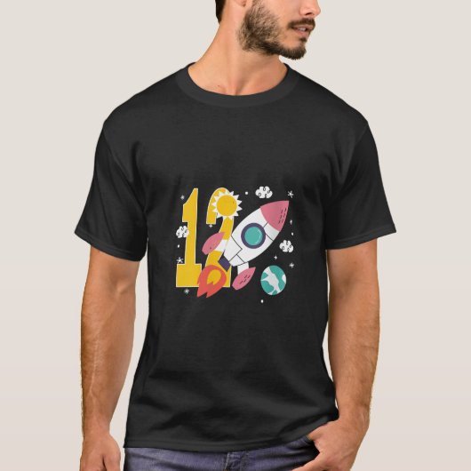 かわいいロケット宇宙船12th誕生日パーティー12年 tシャツ (正面)