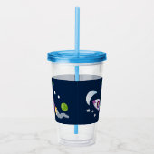 かわいいロケット船の宇宙漫画イラストレーション アクリルタンブラー (右)