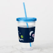 かわいいロケット船の宇宙漫画イラストレーション アクリルタンブラー (左)