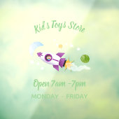 かわいいロケット船の宇宙漫画イラストレーション ウィンドウサイン (シート3)