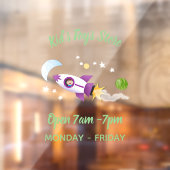 かわいいロケット船の宇宙漫画イラストレーション ウィンドウサイン (シート2)