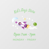 かわいいロケット船の宇宙漫画イラストレーション ウィンドウサイン (シート)