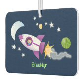 かわいいロケット船の宇宙漫画イラストレーション カーエアーフレッシュナー (左)