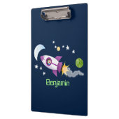 かわいいロケット船の宇宙漫画イラストレーション クリップボード (左)