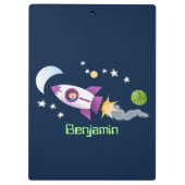 かわいいロケット船の宇宙漫画イラストレーション クリップボード (裏面)