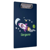 かわいいロケット船の宇宙漫画イラストレーション クリップボード (右)