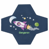 かわいいロケット船の宇宙漫画イラストレーション サッカーボール (フラット)