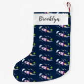 かわいいロケット船の宇宙漫画イラストレーション スモールクリスマスストッキング (裏面)