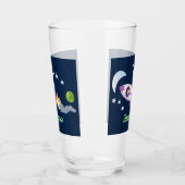 かわいいロケット船の宇宙漫画イラストレーション タンブラーグラス (左)