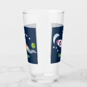 かわいいロケット船の宇宙漫画イラストレーション タンブラーグラス (右)