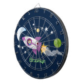 かわいいロケット船の宇宙漫画イラストレーション ダーツボード (正面右)