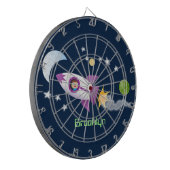 かわいいロケット船の宇宙漫画イラストレーション ダーツボード (正面左)