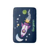 かわいいロケット船の宇宙漫画イラストレーション バスマット (正面縦)