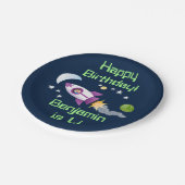 かわいいロケット船の宇宙漫画イラストレーション ペーパープレート (アングル)