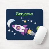 かわいいロケット船の宇宙漫画イラストレーション マウスパッド (マウス)