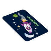 かわいいロケット船の宇宙漫画イラストレーション マグネット (右側)