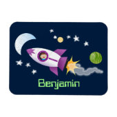かわいいロケット船の宇宙漫画イラストレーション マグネット (横)