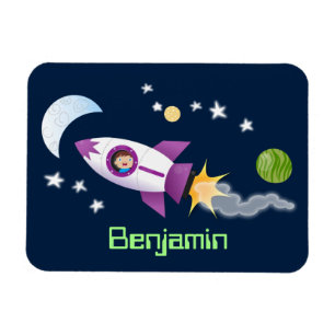 かわいいロケット船の宇宙漫画イラストレーション マグネット