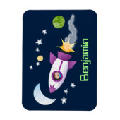 かわいいロケット船の宇宙漫画イラストレーション マグネット (縦)