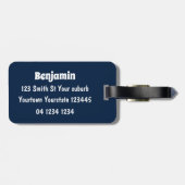 かわいいロケット船の宇宙漫画イラストレーション ラゲッジタグ (裏面横)