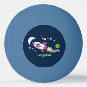 かわいいロケット船の宇宙漫画イラストレーション 卓球ボール (正面)