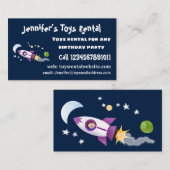 かわいいロケット船の宇宙漫画イラストレーション 名刺 (正面/裏面)