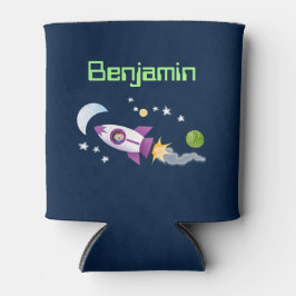 かわいいロケット船の宇宙漫画イラストレーション 缶クーラー