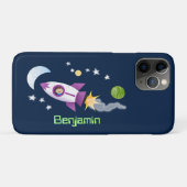 かわいいロケット船の宇宙漫画イラストレーション Case-Mate iPhoneケース (裏面(横))