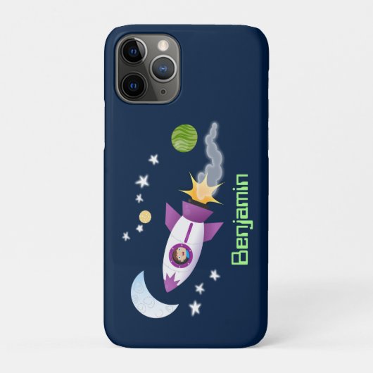 かわいいロケット船の宇宙漫画イラストレーション Case-Mate iPhoneケース (裏)