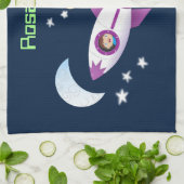 かわいいロケット船の宇宙漫画イラスト キッチンタオル (折り畳み)