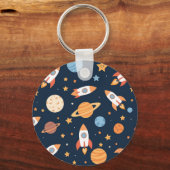 かわいいロケット 惑星 宇宙 パターン キーホルダー (正面)