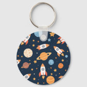 かわいいロケット 惑星 宇宙 パターン キーホルダー (裏面)