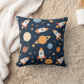 かわいいロケット 惑星 宇宙 パターン クッション (ブランケット)