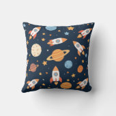 かわいいロケット 惑星 宇宙 パターン クッション (裏面)