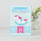 かわいいロッキングホース赤ちゃんシャワー 招待状 (スタンド正面)