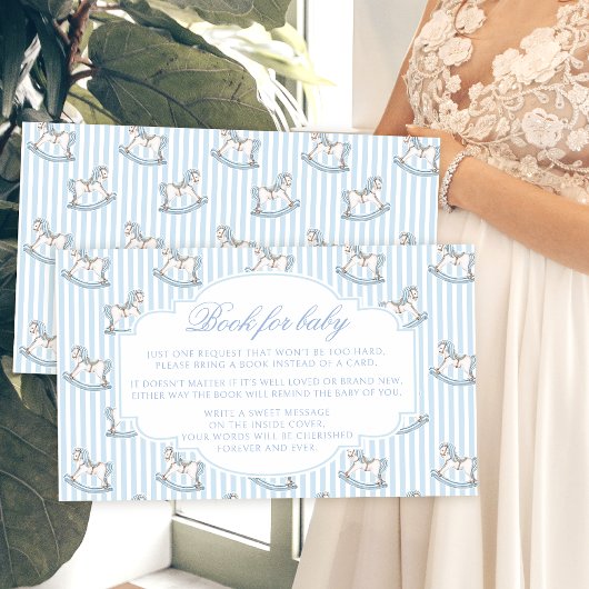 かわいいロッキングホースboho男の赤ちゃんシャワー用ブック エンクロージャーカード