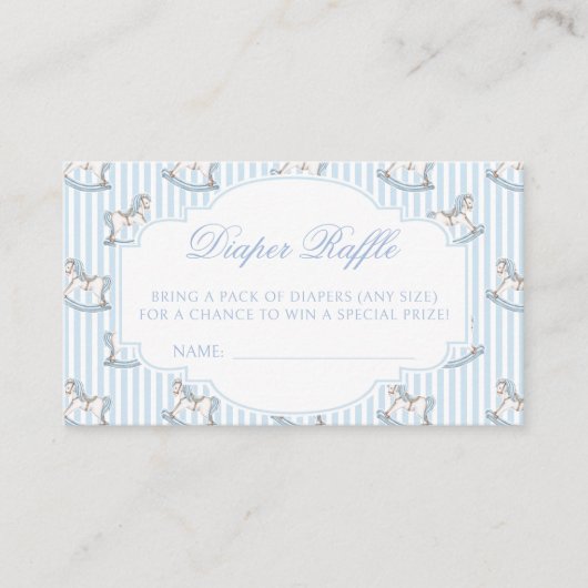 かわいいロッキングホースboho赤ちゃんシャワーおむつラッフル エンクロージャーカード (正面)