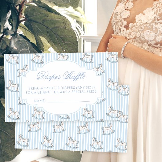 かわいいロッキングホースboho赤ちゃんシャワーおむつラッフル エンクロージャーカード