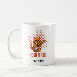 かわいいロックキャットの名入れマグカップ コーヒーマグカップ