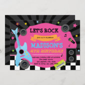 かわいいロックスター誕生日パーティーの招待 招待状 (正面/裏面)