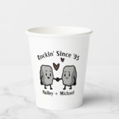 かわいいロックパンの新婚夫婦の結婚記念日 紙コップ (正面)